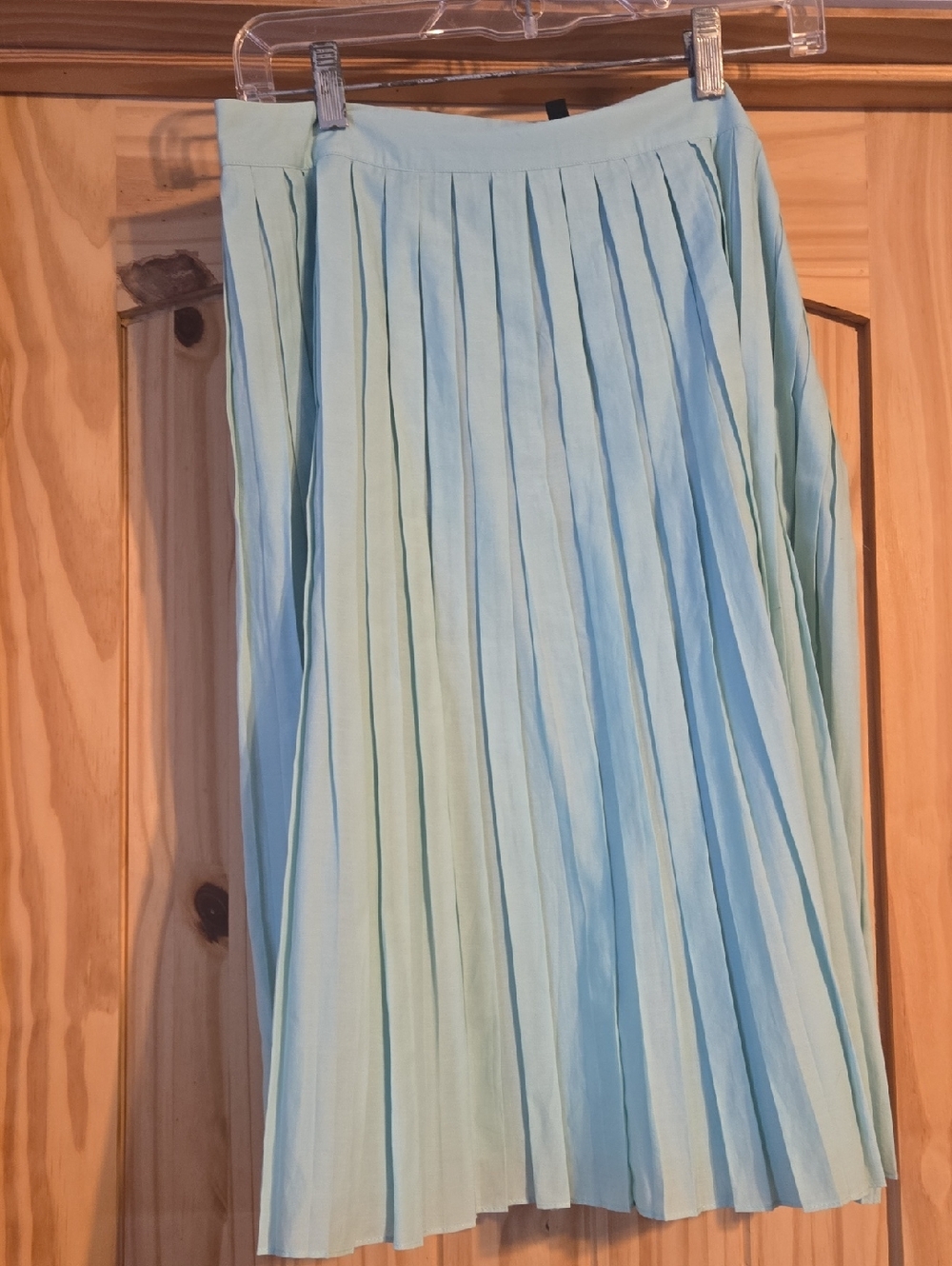 Talbots Pale Aqua Pleated Midi Skirt